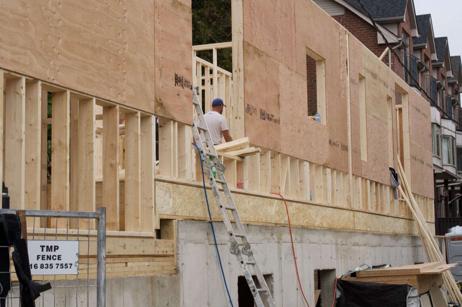 Halpern & Co. crew framing a structure on site in Toronto